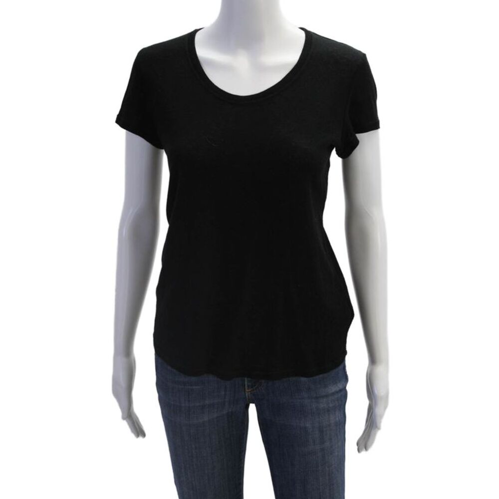 Theyskens Theory Womens Basic Black Cotton T-Shirt Short Sleeve Size S